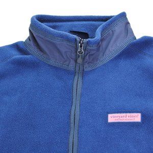 Womens Vineyard Vines Full Zip Navy Blue Fleece Vest Size Small Embroidered Logo